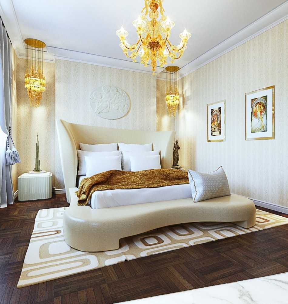 Дизайн спальни в современном стиле в светлых тонах фото